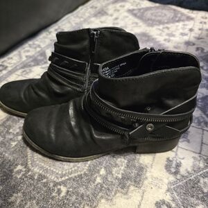 Veda Jelly Pop Black Ankle Boots with Strap Detail